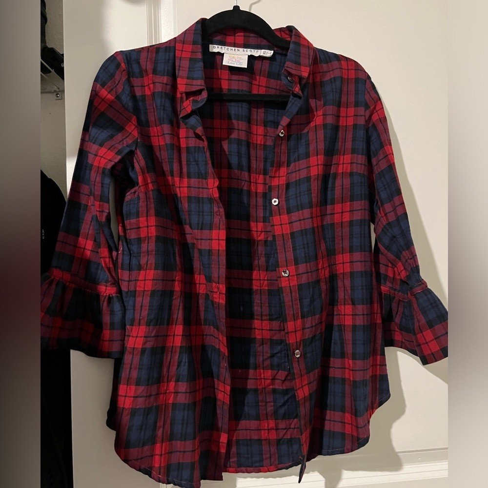 Gretchen Scott Priss Blouse- Duke of York. Red/Multi Size XS